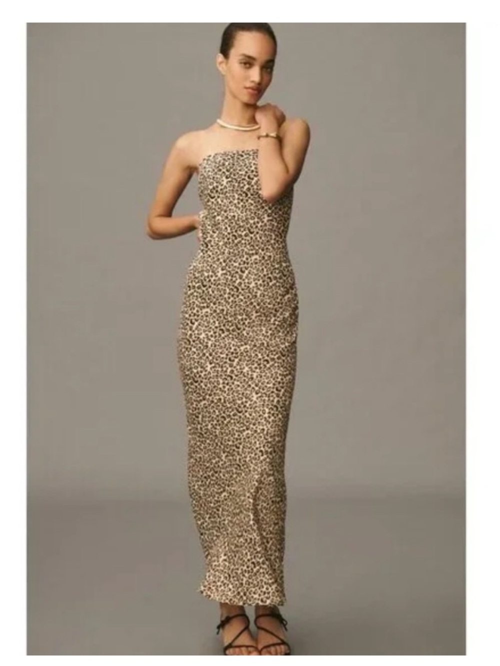 Anthropologie The Fleur Strapless Satin Maxi Slip Dress